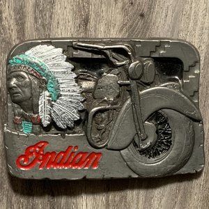 RARE VINTAGE Belt Buckle 1990's Indian Motorcycle Scout Laughing Chief Biker